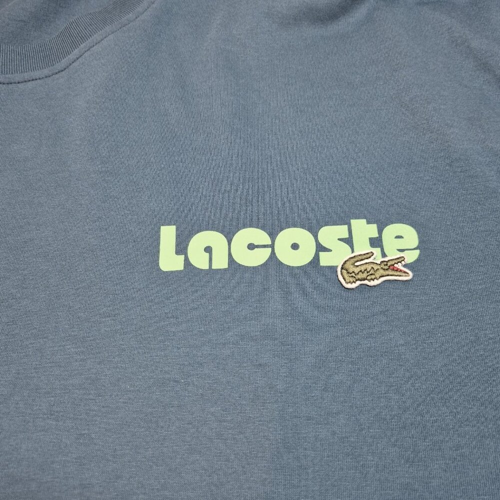 Lacoste Men's Crew Neck Cotton T-shirt Size 4XLB Logo Print Blue (31) - Picture 6 of 11